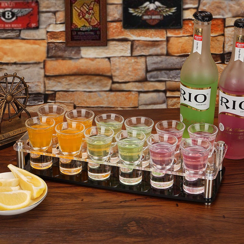 DZ D&Z 1 Ounce Shot Glass Set with Tray, 12 Shot Glasses for Tequila/Vodka/Whiskey/Cocktail, Unique and Convenient Serving Tray - Easily Organize More Attractive Gatherings, Ideal 21st Birthday Gifts - Image 4